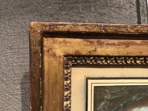 Louis XVI - Small gouache signed HR and dated 1786, Louis XVI period