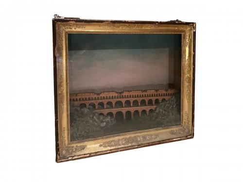 Maquette du pont du Gard en liège attribuée à Auguste Pellet, époque Empire
