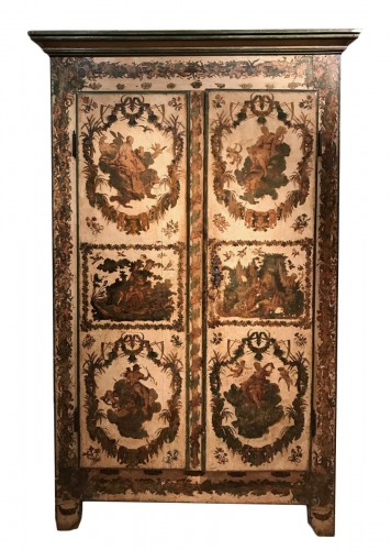 Petite armoire en « Lacca Povera » les quatre saisons, Uzès vers 1730
