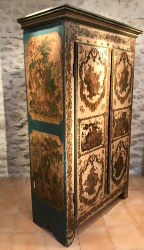 Petite armoire en « Lacca Povera » les quatre saisons, Uzès vers 1730 - Franck Baptiste Provence