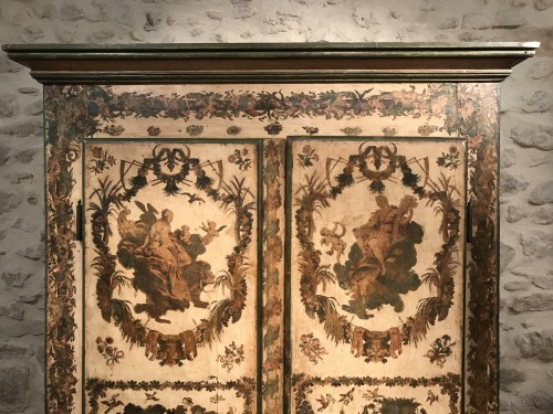 Petite armoire en « Lacca Povera » les quatre saisons, Uzès vers 1730 - Régence