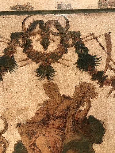 Antiquités - Petite armoire en « Lacca Povera » les quatre saisons, Uzès vers 1730