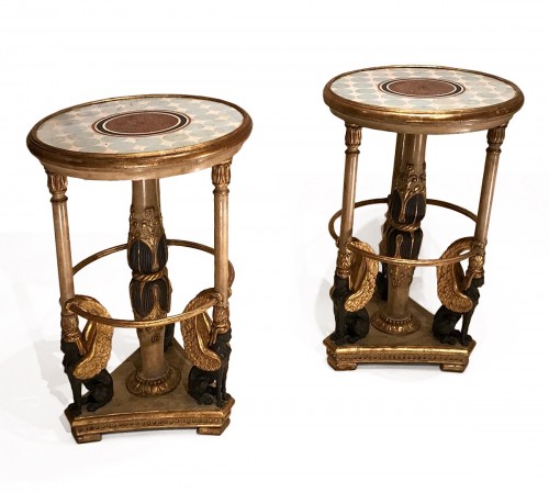 Paire de guéridons aux sphinges d’après Percier et Fontaine , époque Empire
