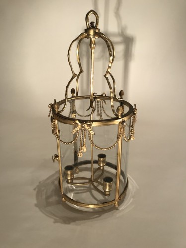 Antiquités - Petite lanterne d’alcôve en bronze doré, Paris époque Louis XVI vers 1775