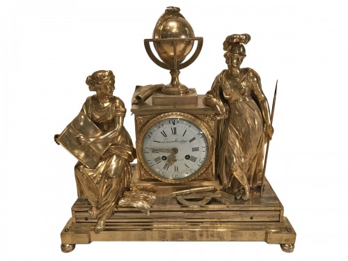Pendule Minerve protégeant les arts, Paris époque Transition vers 1775