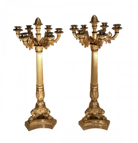Paire de grands candélabres à six lumières, Thomire à Paris vers 1835