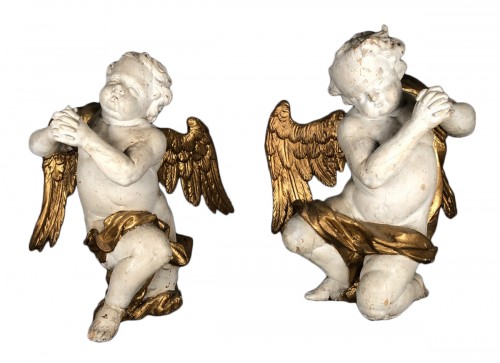 Paire d’anges adorateurs en bois sculpté, Provence vers 1700