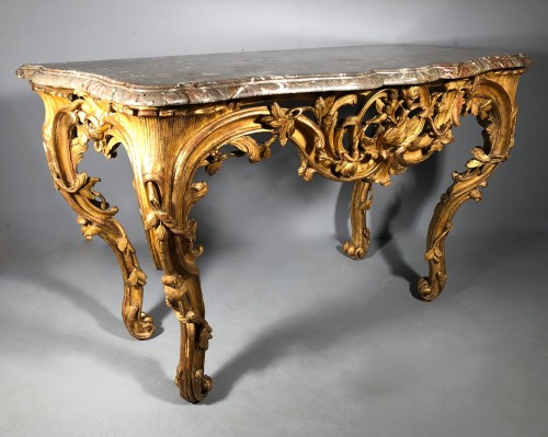 Mobilier Console - Table en console en bois doré, Provence époque Louis XV vers 1760