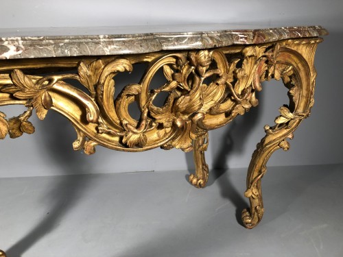 Louis XV - Table en console en bois doré, Provence époque Louis XV vers 1760
