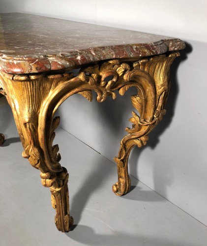 Antiquités - Table en console en bois doré, Provence époque Louis XV vers 1760