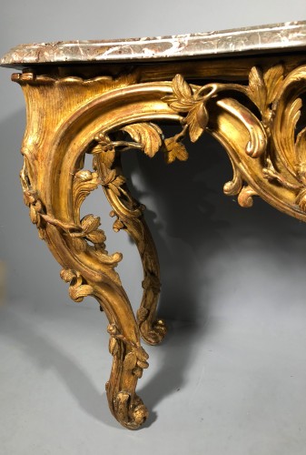 Antiquités - Table en console en bois doré, Provence époque Louis XV vers 1760