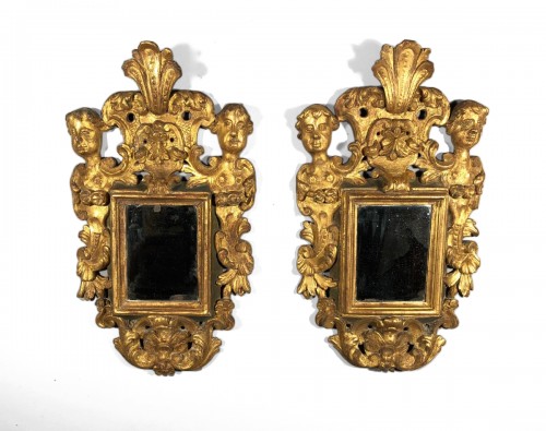 Paire de miroirs en bois doré, Italie 18e siècle
