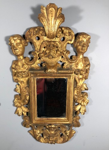 Miroirs, Trumeaux  - Paire de miroirs en bois doré, Italie 18e siècle