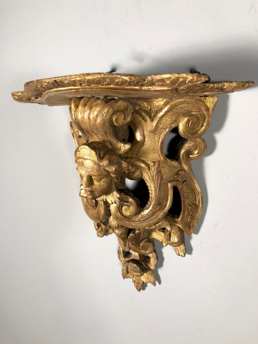 XVIIIe siècle - Paire de consoles d’appliques en Bois doré, époque Régence