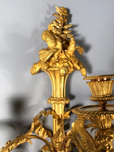 XIXe siècle - Paire d’appliques aux tourtereaux par Feuchère, début du 19e siècle