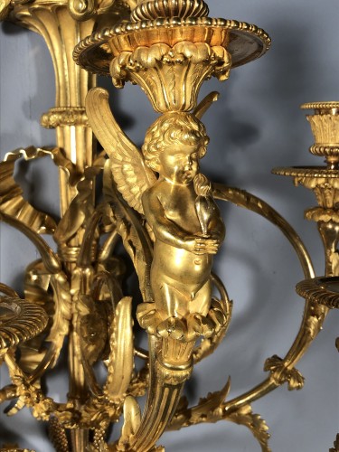 Paire d’appliques aux tourtereaux par Feuchère, début du 19e siècle - Restauration - Charles X