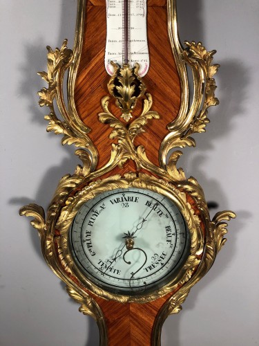 Thermomètre Baromètre en bois de rose, Paris époque louis XV vers 1755 - Louis XV