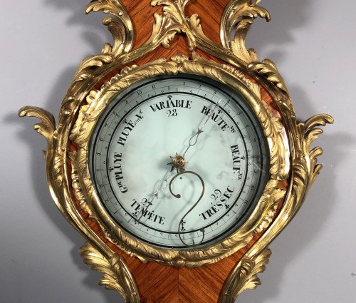 Louis XV - Thermomètre Baromètre en bois de rose, Paris époque louis XV vers 1755