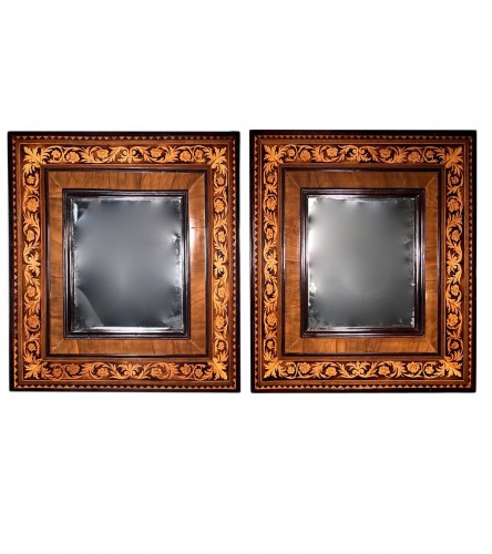 Pair of french marquetry miroir , Thomas Hache circa 1700