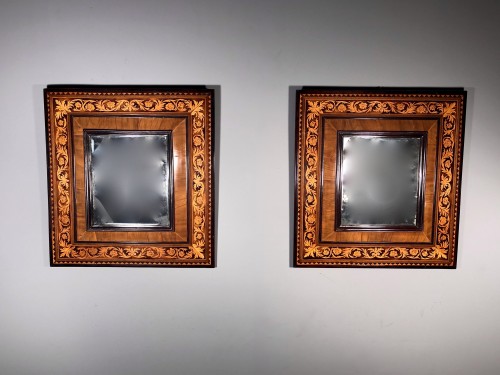 XVIIe siècle - Paire de miroirs en marqueterie, Dauphiné époque Louis XIV