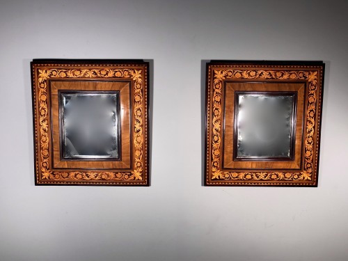 17th century - Pair of french marquetry miroir , Thomas Hache circa 1700