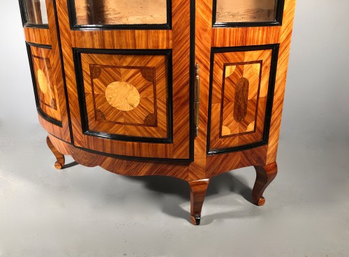 Furniture  - French showcase demi-lune in marquetry, Jean François Hache circa 1775