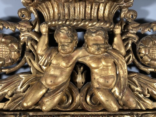 Miroirs, Trumeaux  - Important miroir d’apparat en bois doré, Rome vers 1750