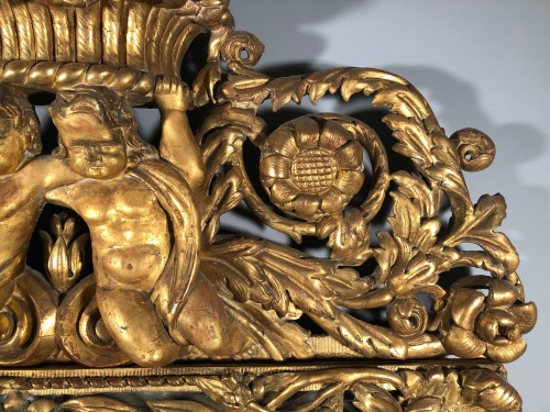 Important miroir d’apparat en bois doré, Rome vers 1750 - Franck Baptiste Provence
