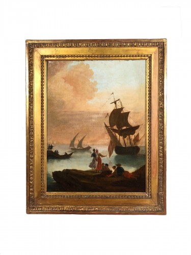 Port méditerranéen au soleil couchant, Provence vers 1800