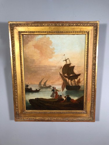Port méditerranéen au soleil couchant, Provence vers 1800 - Franck Baptiste Provence