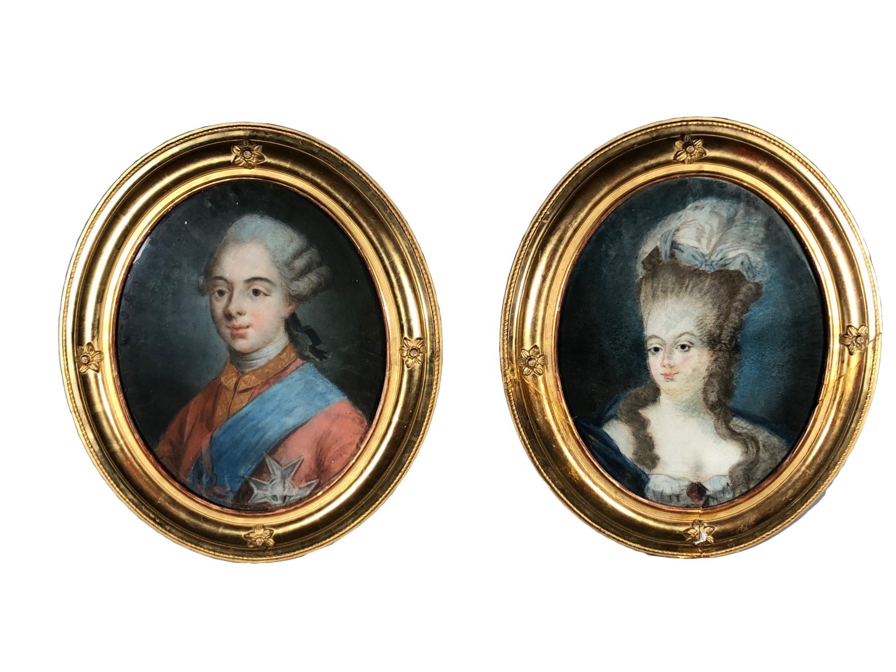 Paire de pastels, Comte d'Artois et Marie Thérese de Savoie - XIXe siècle -  N.73218