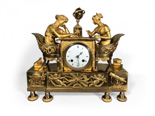 Pendule la leçon d’astronomie par Claude Galle, ép Empire vers 1810.