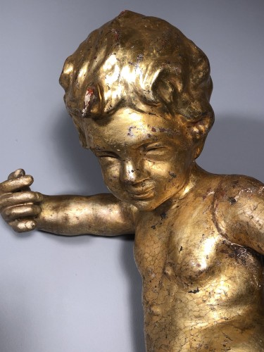 Sculpture Sculpture en Bois - Paire d’anges baroques en bois doré, Toscane vers 1700