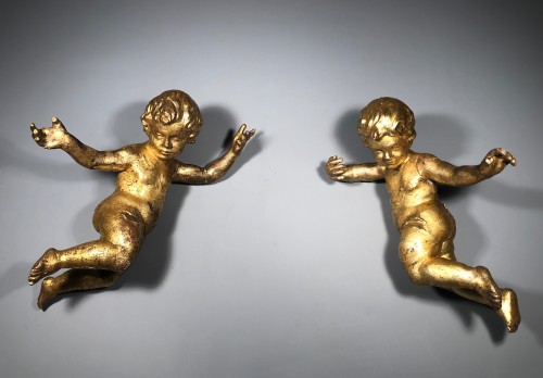 Paire d’anges baroques en bois doré, Toscane vers 1700 - Franck Baptiste Provence