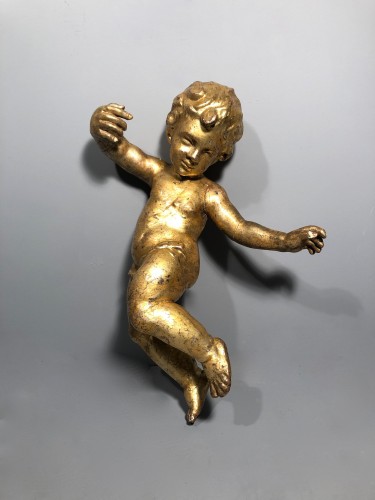 Antiquités - Paire d’anges baroques en bois doré, Toscane vers 1700