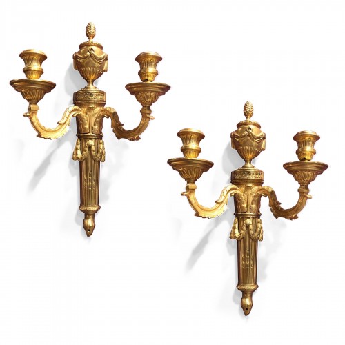 Pair of french ormolu  sconces, after  J.L Prieur vers 1770.