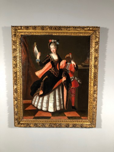 Tableaux et dessins Tableaux XVIIIe siècle - La duchesse de Berry avec son page, atelier de Pierre Gobert vers 1715