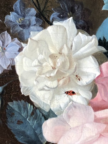 19th century - Still life with a bouquet of flowers and insects circa 1820