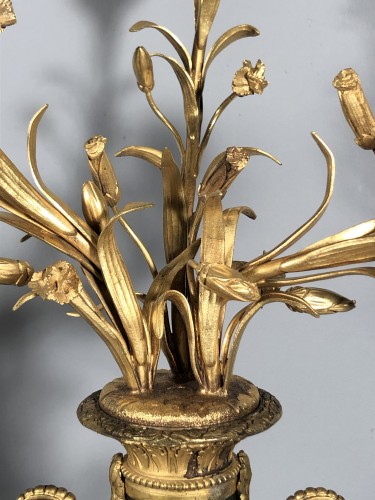 Paire de candélabres aux bouquets de Lys, Paris époque Louis XVI - Louis XVI