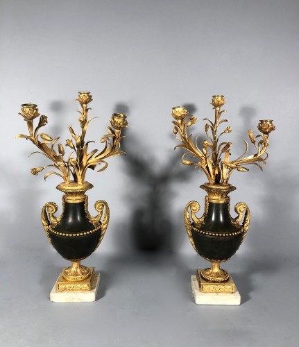 Louis XVI - Pair of candelabras with the lys flowers, Paris Louis XVI period