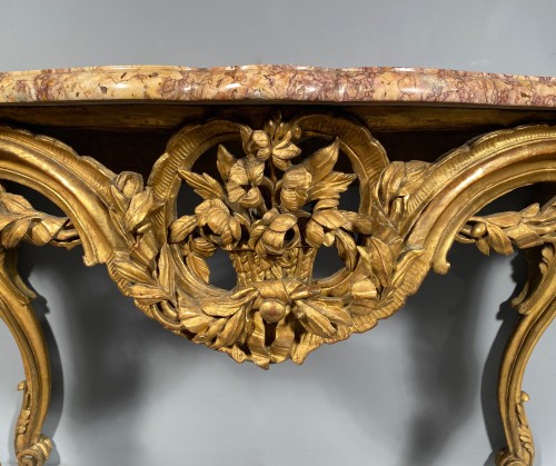 Mobilier Console - Table en console en bois doré , Provence époque Louis XV vers 1770