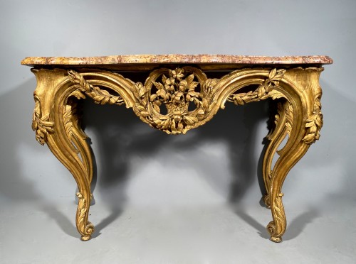 Antiquités - Table en console en bois doré , Provence époque Louis XV vers 1770