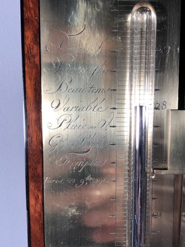 Antiquités - Paire de Thermomètre / Baromètre en acajou ronceux, époque Empire