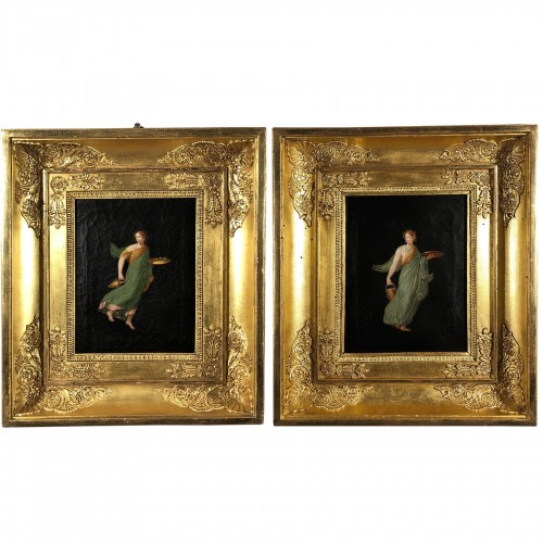 Pair of paintings after the frescoes of Pompeii, Empire period
