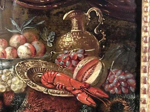 Paintings & Drawings  - Still life with lobster, oil on copper, Holland 17th