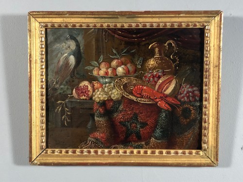 Still life with lobster, oil on copper, Holland 17th - Louis XIII