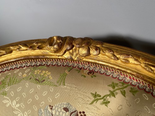 Louis XV - Paire de fauteuils en bois doré P.Bara, Paris époque Louis XV