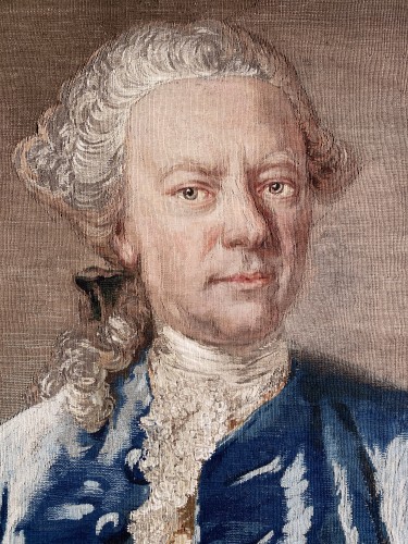 Portrait en laine et soie, Manufacture de Munich 1774 - Tapisserie & Tapis Style Louis XV