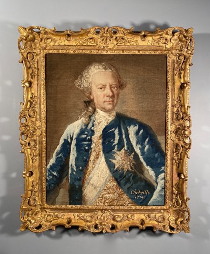 Portrait en laine et soie, Manufacture de Munich 1774 - Louis XV