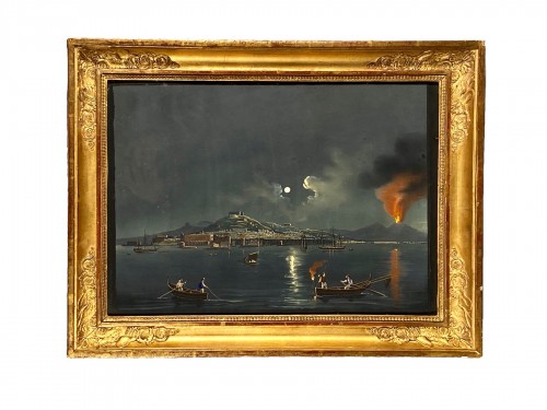 Clair de lune sur la baie de Naples, Gouache vers 1820